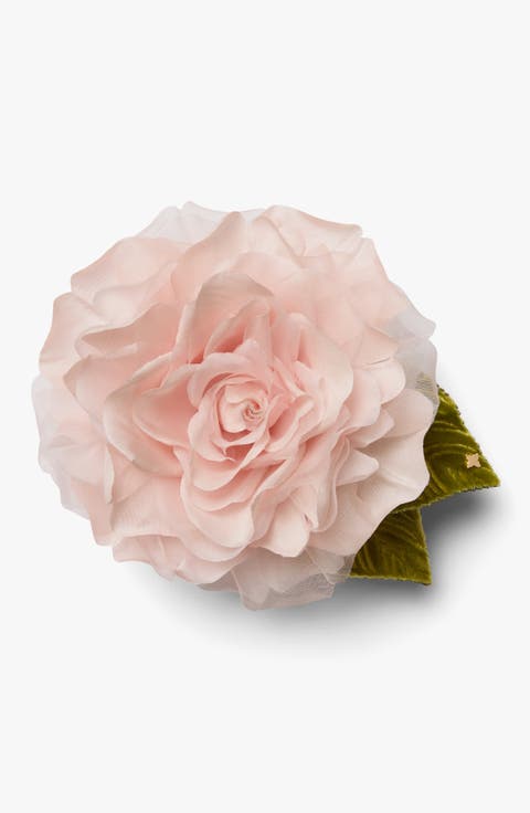 The Large Pale Pink Rose Floral Brooch