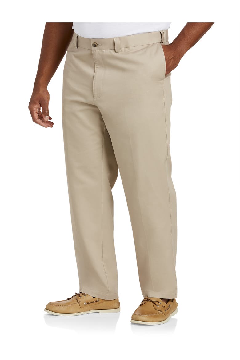 Big & Tall Flat-Front Twill Pants, Main, color, KHAKI