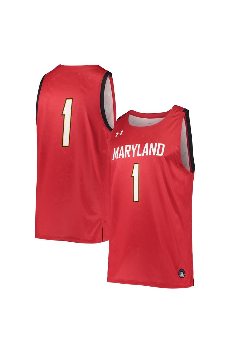 Under Armour Men's Under Armour #1 Red Maryland Terrapins College Replica Basketball Jersey, Alternate, color, 