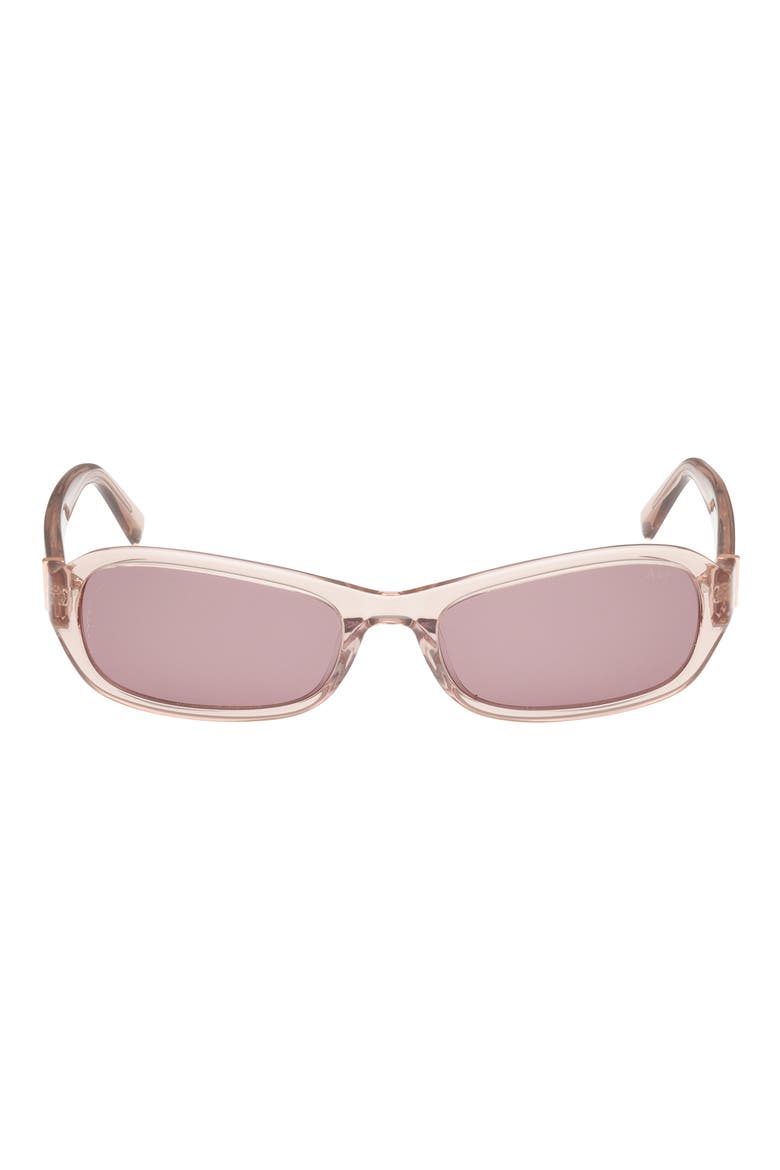 55mm Rectangular Sunglasses, Main, color, SHINY BEIGE / PLUM LENS