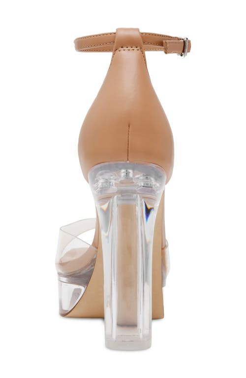 Steve Madden Ana Ankle Strap Platform Sandal In Tan/clear