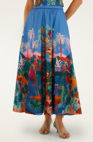FARM Rio Dream Landscape Organic Cotton Maxi Skirt