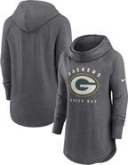 Nike Women's Nike Heather Charcoal Green Bay Packers Raglan Funnel Neck Pullover Hoodie