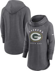 Nike Women's Nike Heather Charcoal Green Bay Packers Raglan Funnel Neck Pullover Hoodie