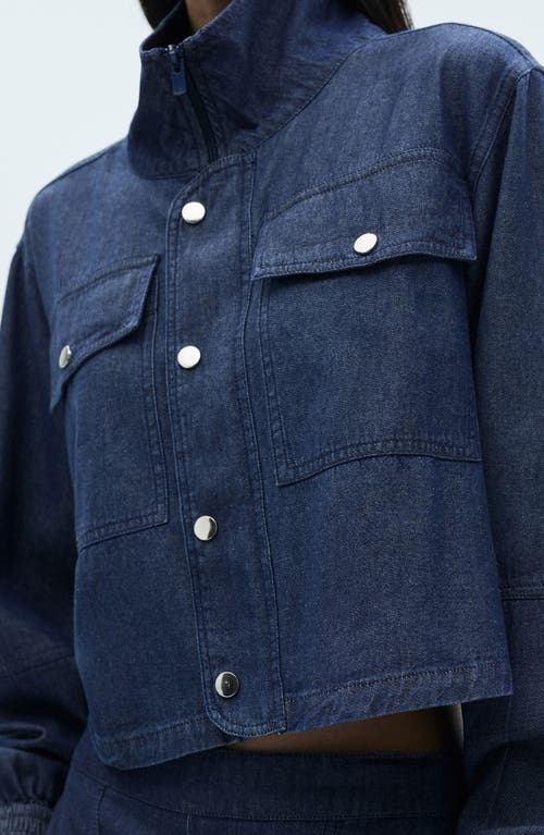 Mango Flap Pocket Denim Jacket In Medium Blue