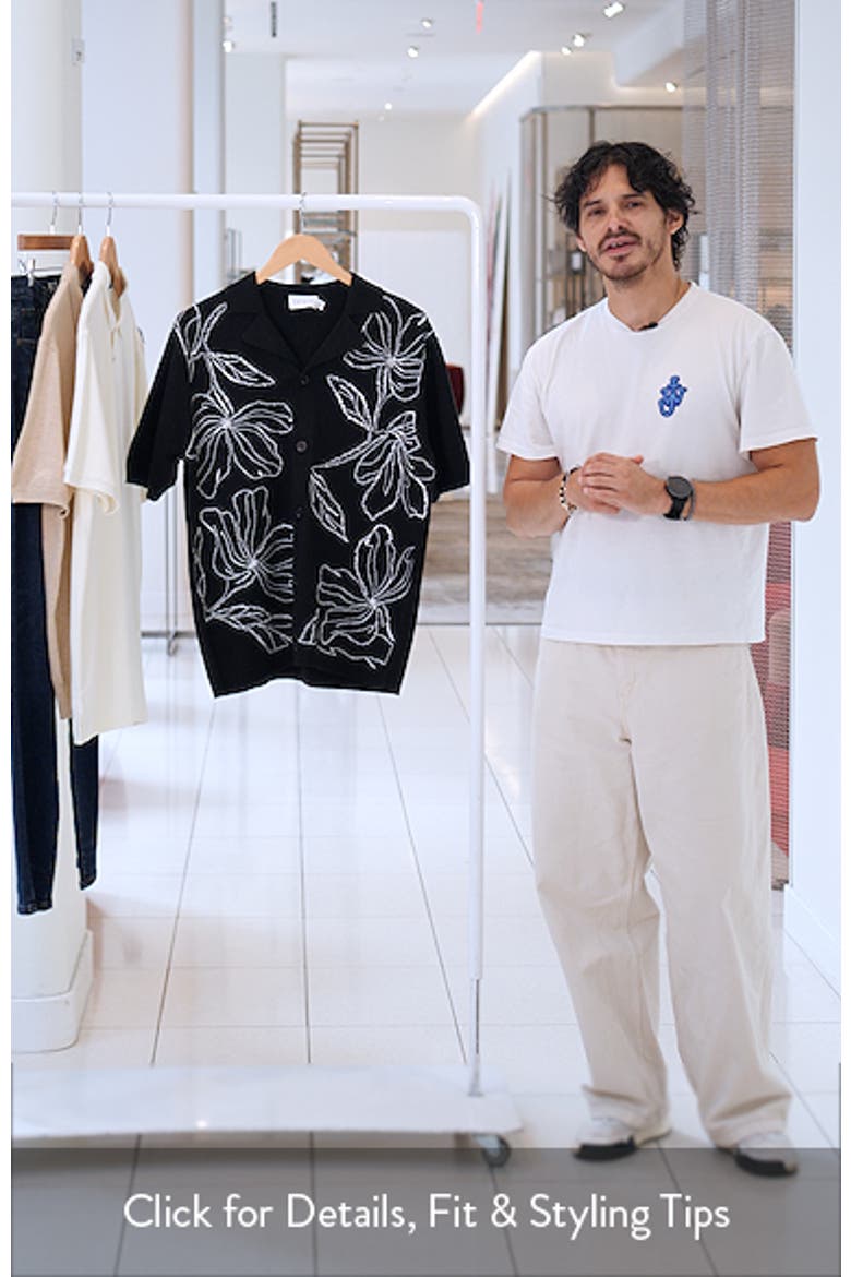 Floral Embroidered Knit Camp Shirt video
