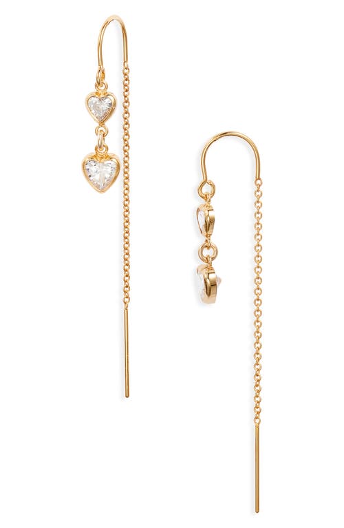 Set & Stones Amy Cubic Zirconia Heart Threader Earrings In Gold
