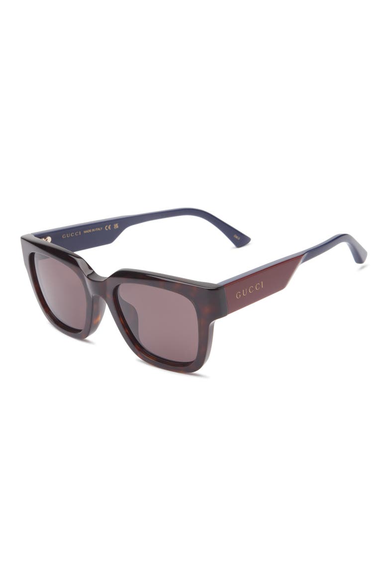 52mm Square Sunglasses, Alternate, color, HAVANA BLUE GREY