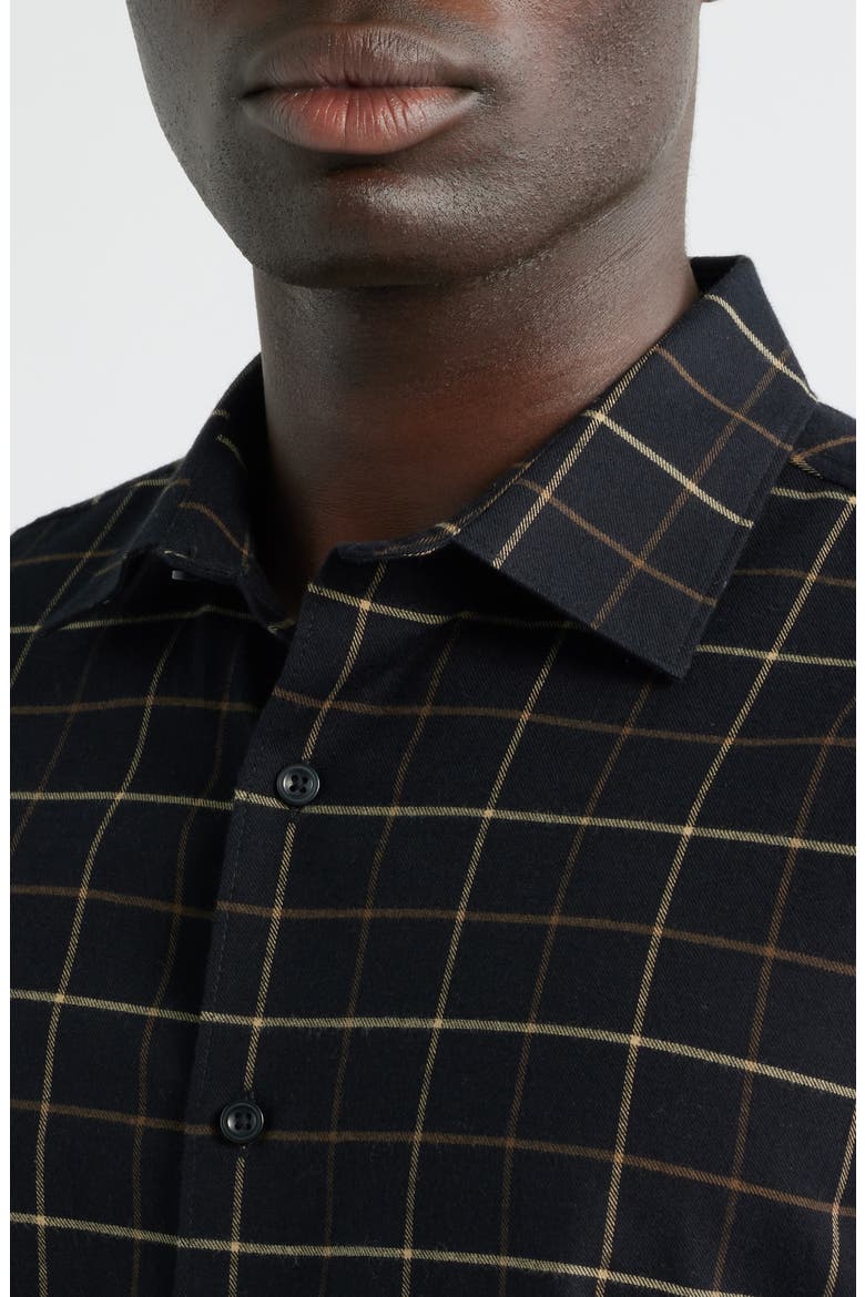 Grid Cotton & Cashmere Button-Up Shirt, Alternate, color, BLACK ROCK DOUBLE GRID