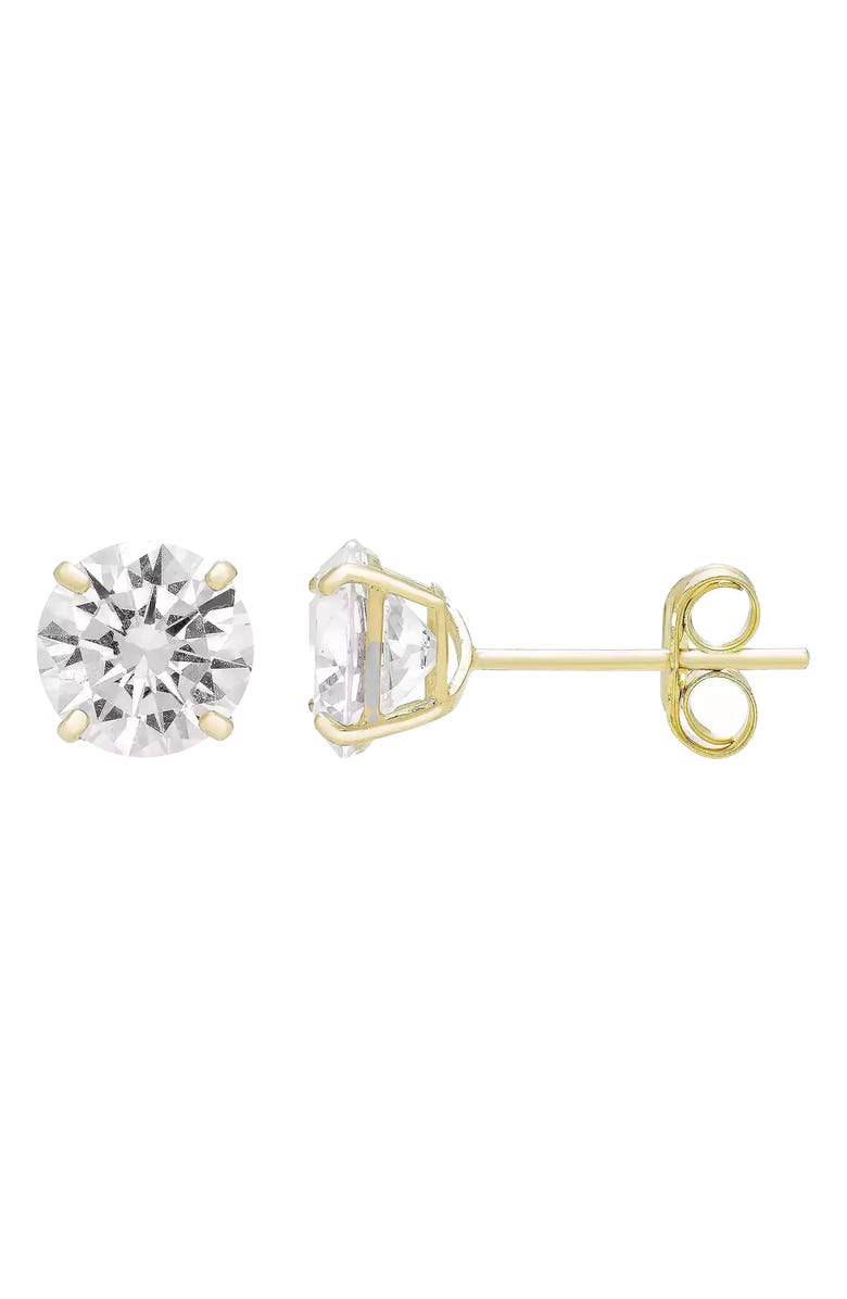 A&M 14K Gold Cubic Zirconia 8mm Stud Earrings, Main, color, Gold