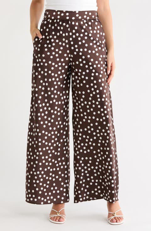 Polka Dot Satin Wide Leg Pants