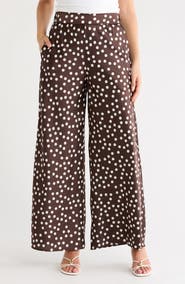 Renee C Polka Dot Satin Wide Leg Pants