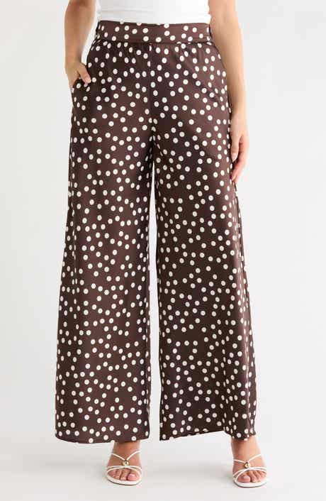 Renee C Polka Dot Satin Wide Leg Pants