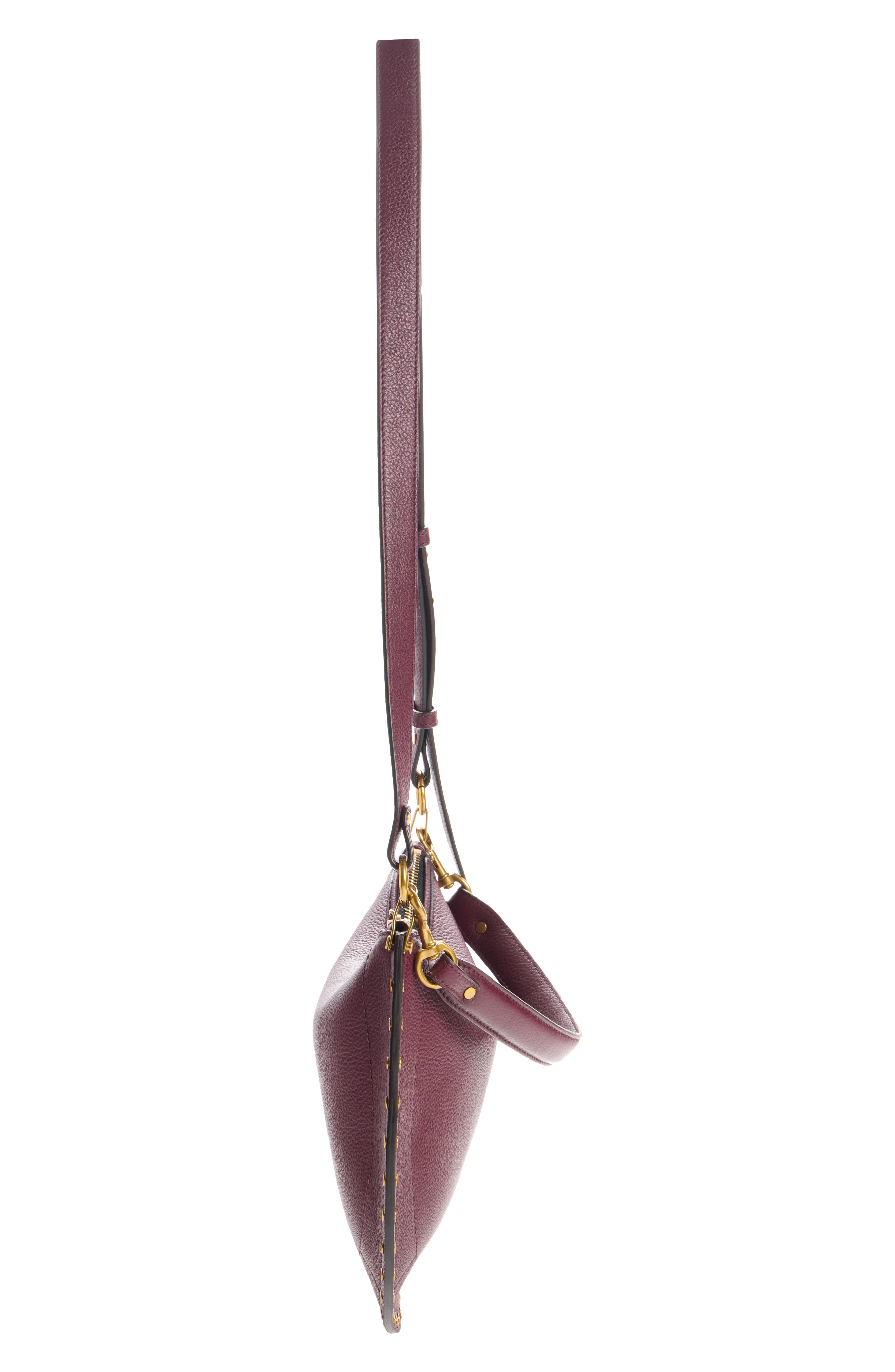 Oskan Soft Zipped Leather Crossbody Bag, Alternate, color, BURGUNDY