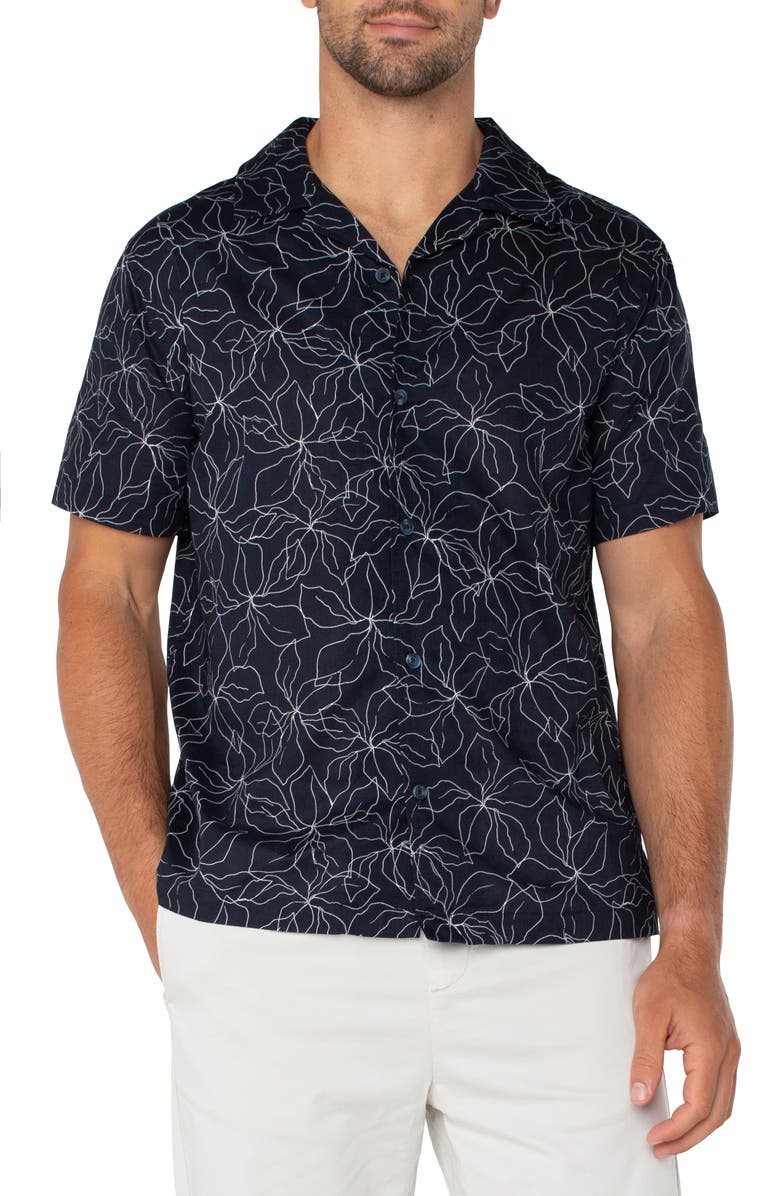 Liverpool Los Angeles Floral Cotton Camp Shirt, Main, color, 