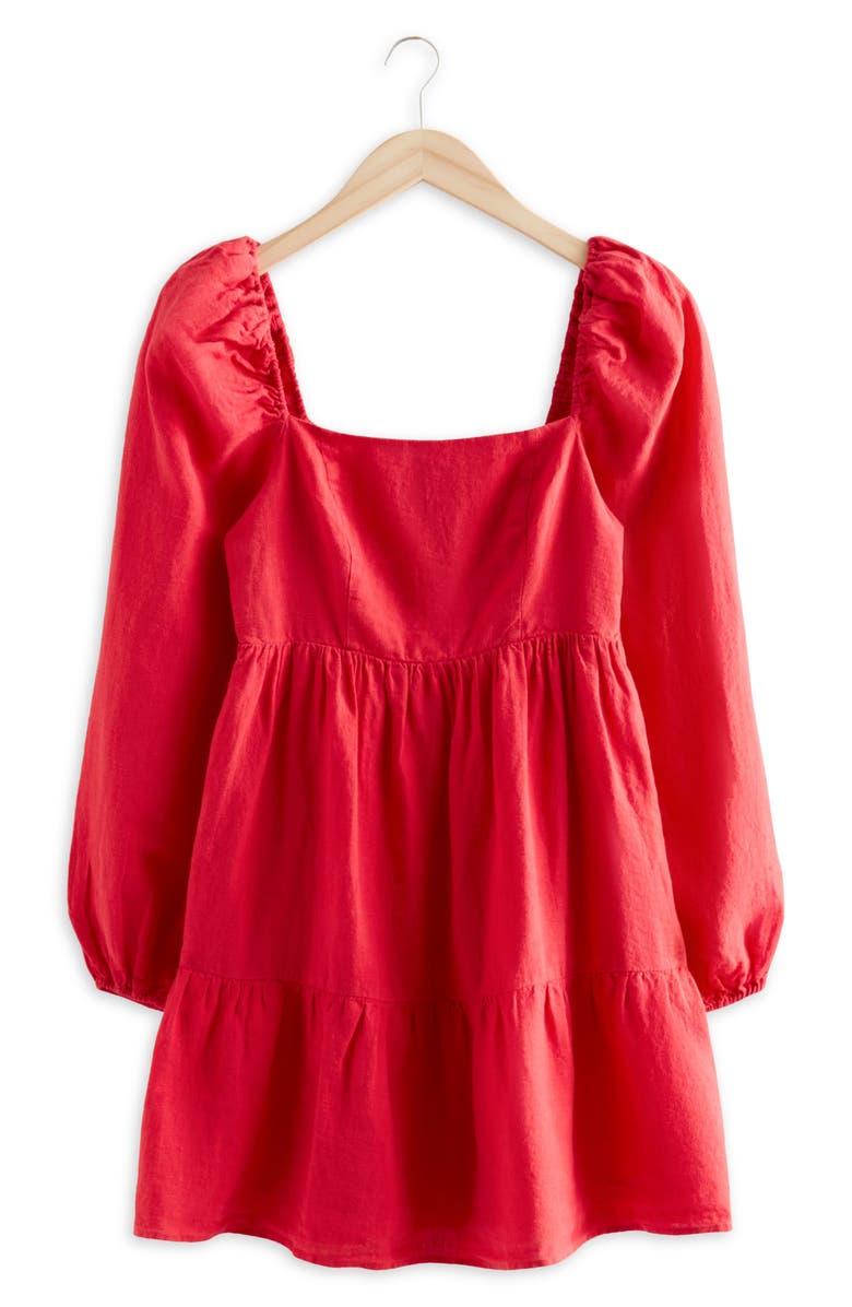 & Other Stories Smocked Square Neck Long Sleeve Tiered Minidress, Alternate, color, 