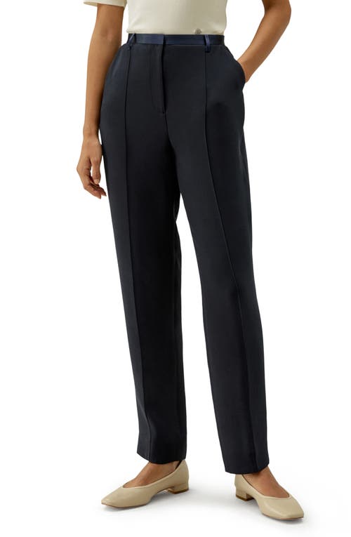 Shop Lilysilk Sophisticated Slim-fit Adjustable Silk Ankle Pants In Midnight Blue