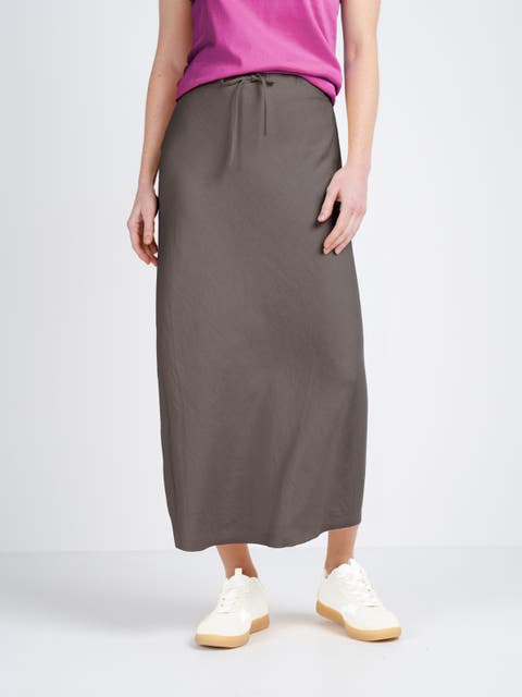 Bias Cut Linen Blend Skirt