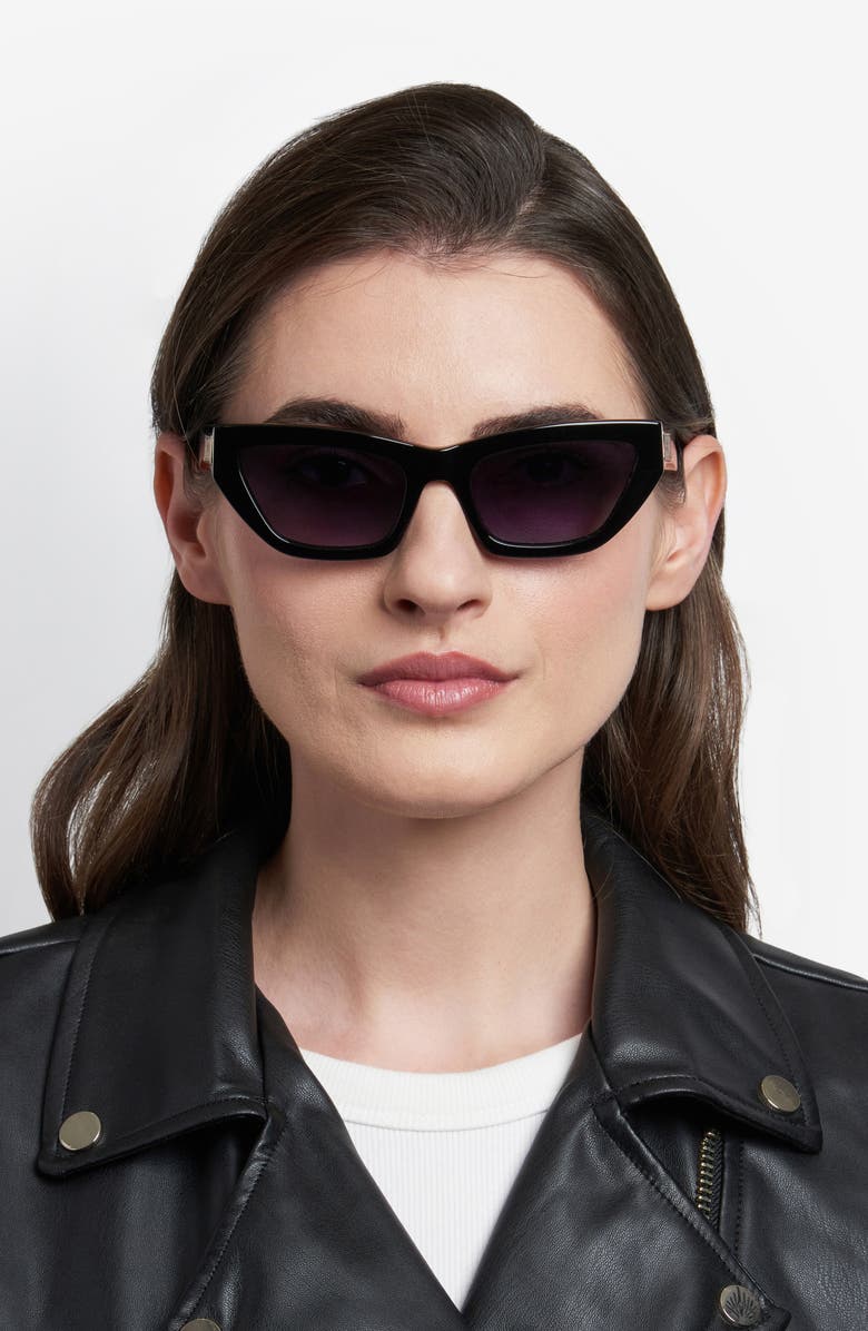 Moschino 55mm Gradient Cat Eye Sunglasses, Alternate, color, Black/ Dark Grey Sf