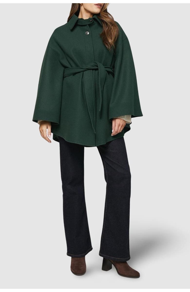 Wallis Wool Mix Belted Cape, Alternate, color, Teal