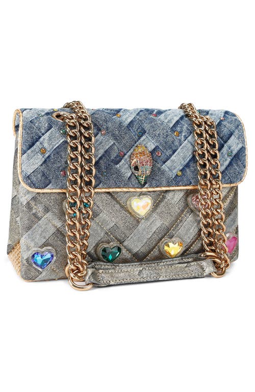 Kurt Geiger London Kensington Heart Denim Convertible Shoulder Bag In Blue