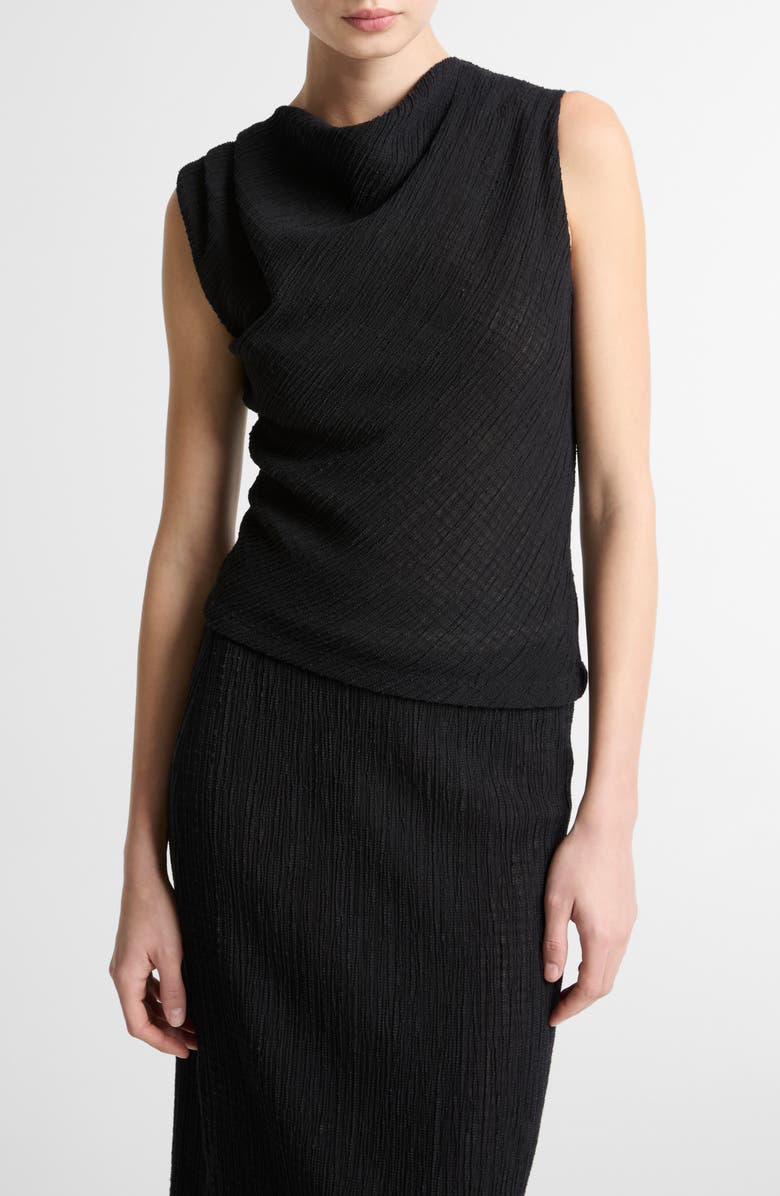 Vince Shadow Grid Cowl Neck Sleeveless Top, Main, color, Black