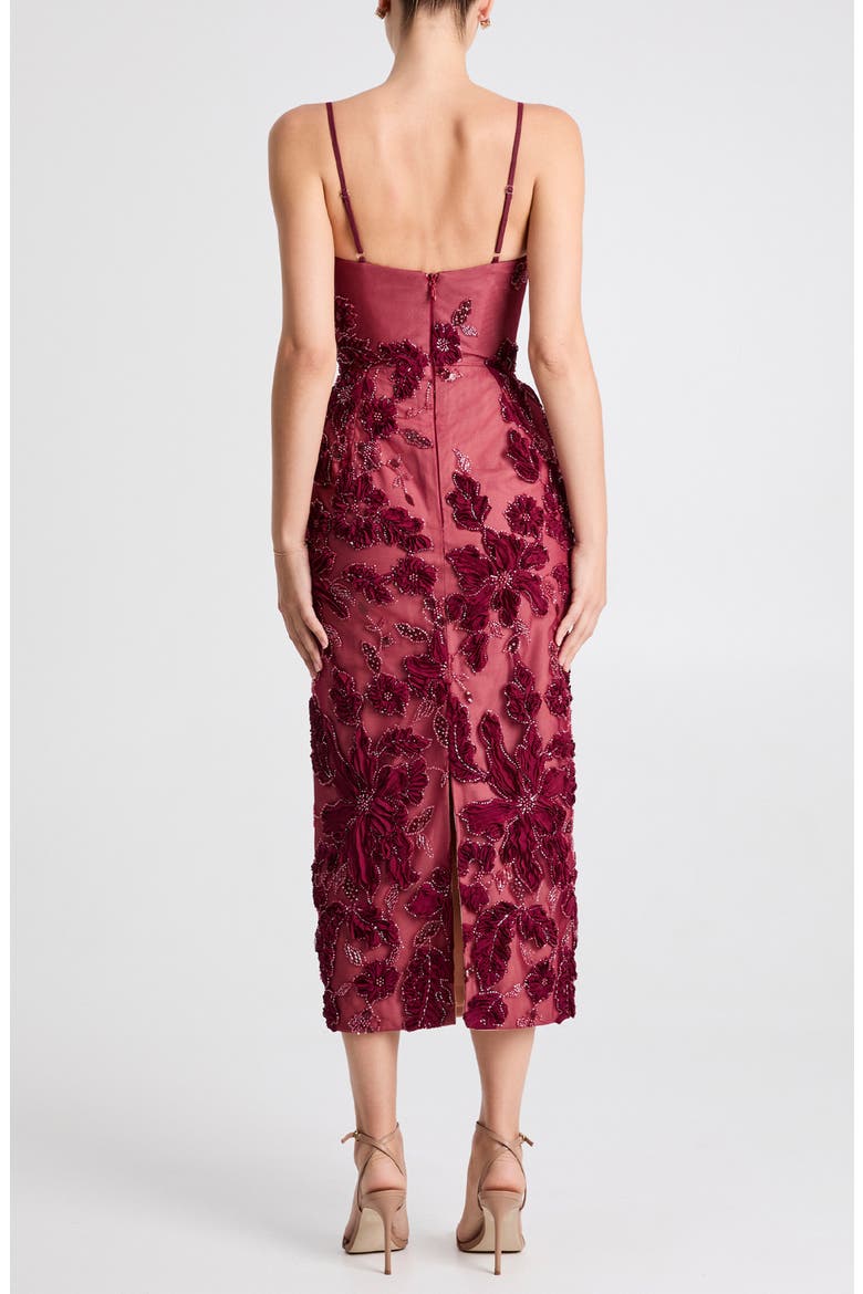 Gemma Beaded Floral Cocktail Dress, Alternate, color, MERLOT