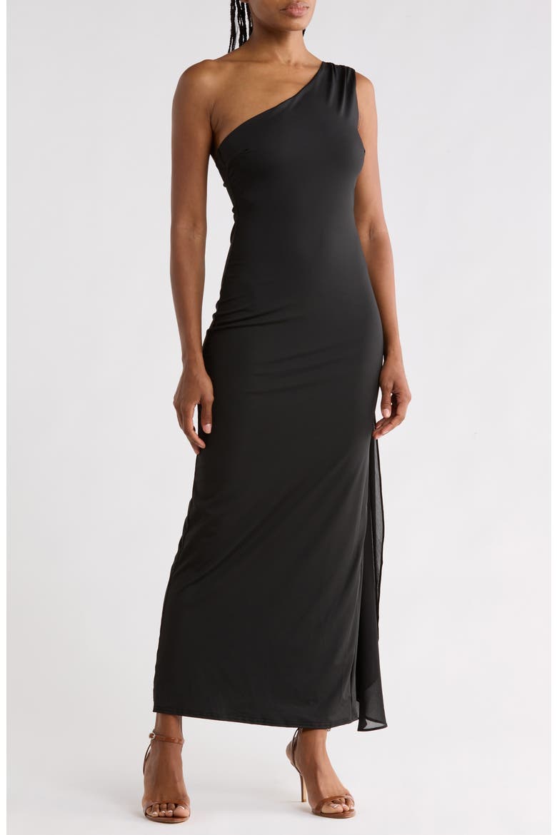 Murray One-Shoulder Maxi Dress, Main, color, BLACK