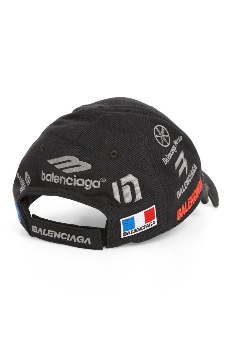 Balenciaga Notch Racer Logo Embroidered Cotton Twill Baseball Cap
