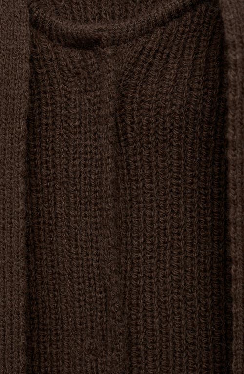 Mango Scarf Detail Cape Cardigan In Chocolate