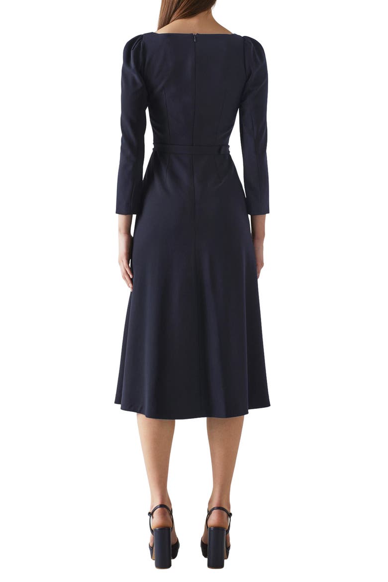 Katerina Long Sleeve Crepe Dress, Alternate, color, BLU-NAVY