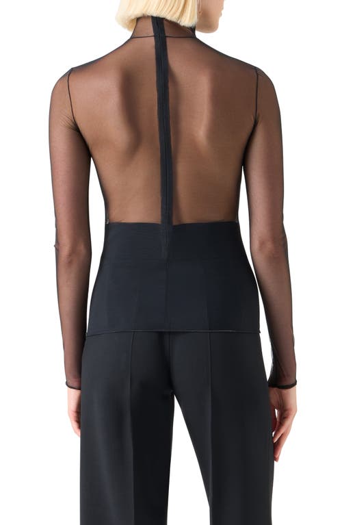 Akris Mock Neck Sheer Tulle Top In Black