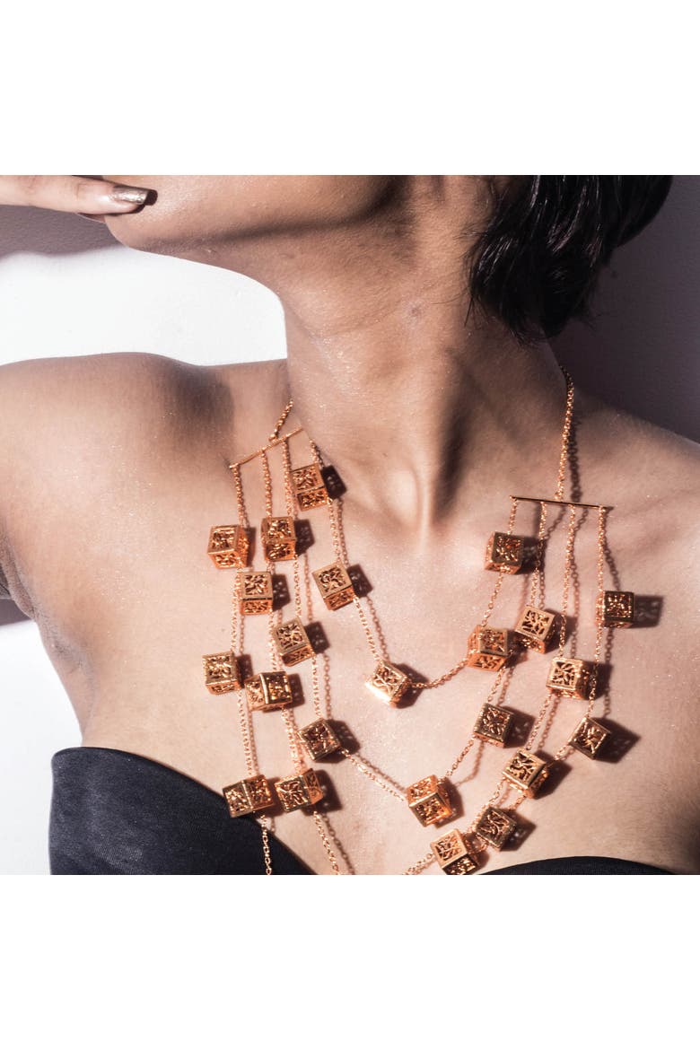 Noor Drop Necklace, Alternate, color, Antique Gold Plated