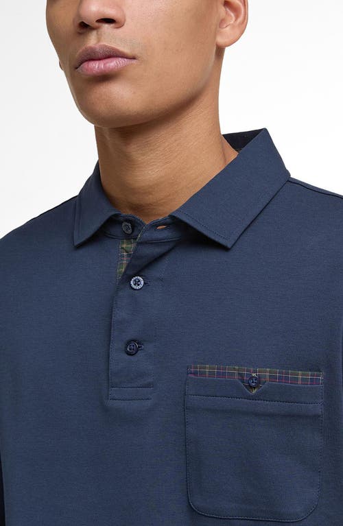 Barbour Long Sleeve Cornpatch Polo Shirt In Blue
