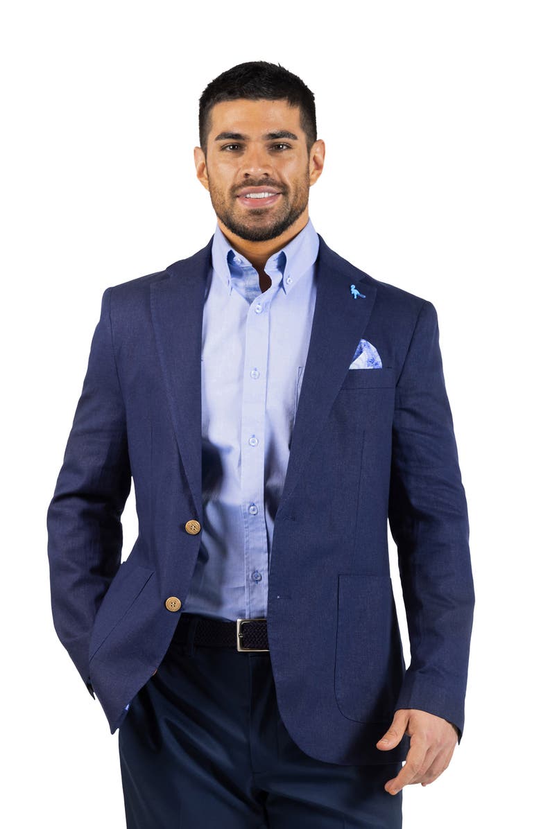 TailorByrd Textured Linen Blend Sport Coat, Alternate, color, Navy