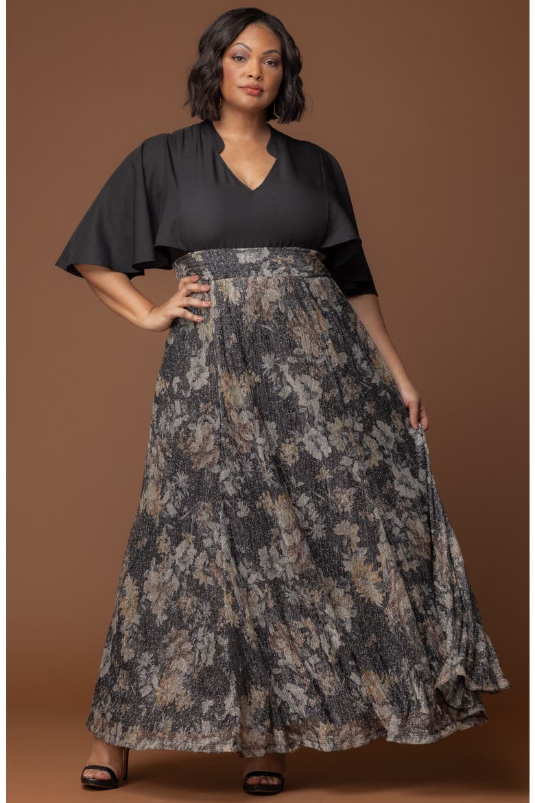 Avisa Flutter Sleeve Maxi Dress, Alternate, color, GILDED FLORALS