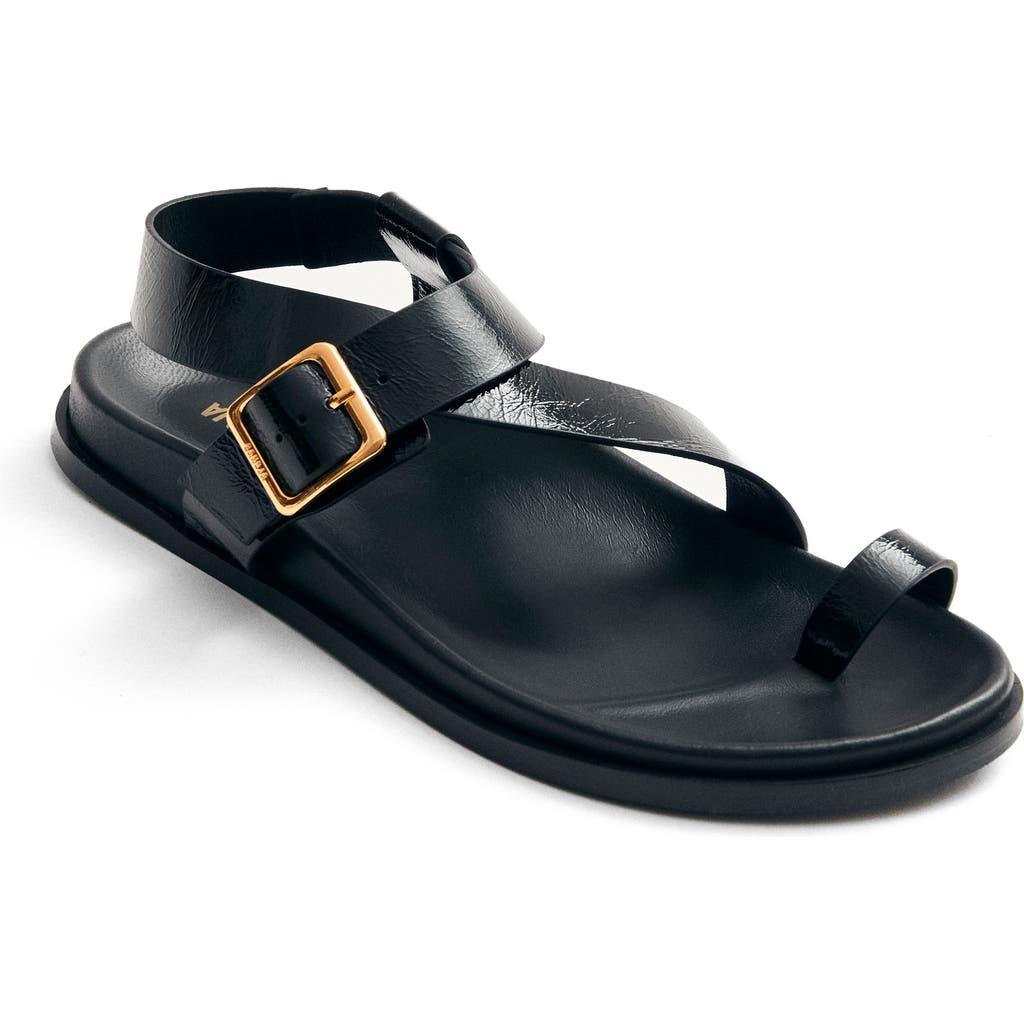 Alohas Flat Sandals With Adjustable Gold Buckle In Black