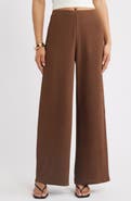 Open Edit Puckered Crepe Wide Leg Pants
