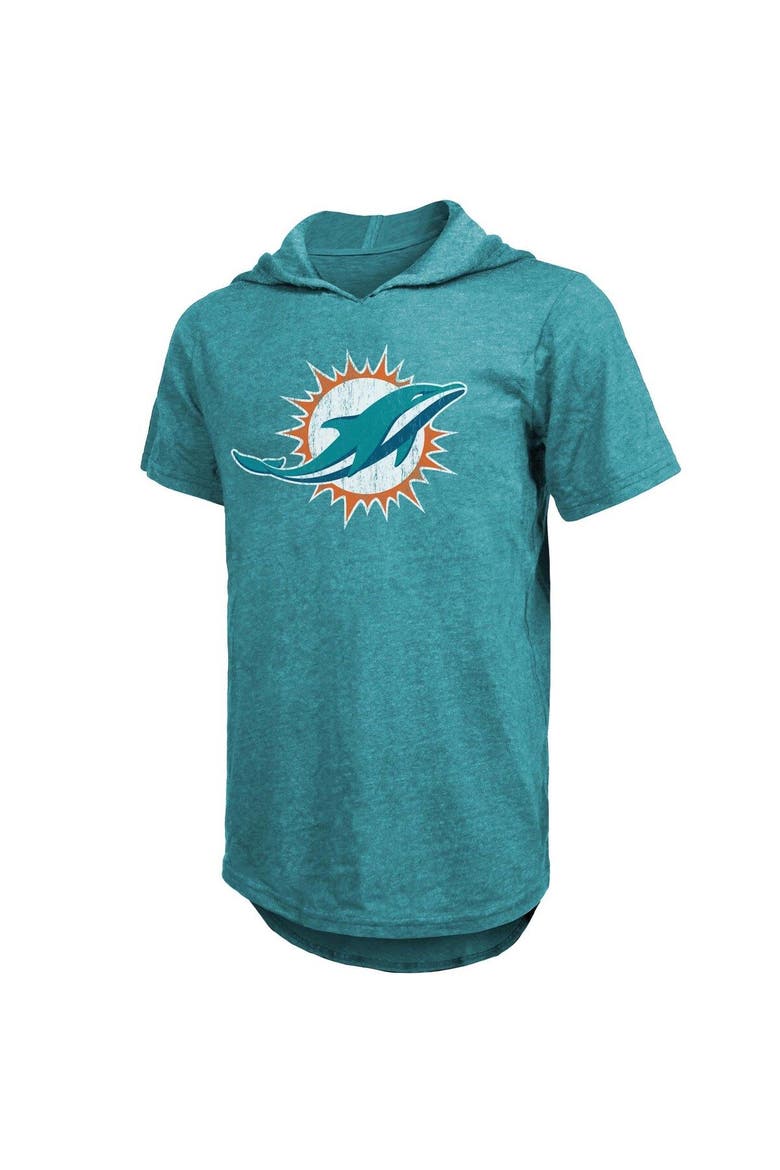 Men's Majestic Threads Tua Tagovailoa Aqua Miami Dolphins Player Name & Number Tri-Blend Slim Fit Hoodie T-Shirt, Alternate, color, Aqua