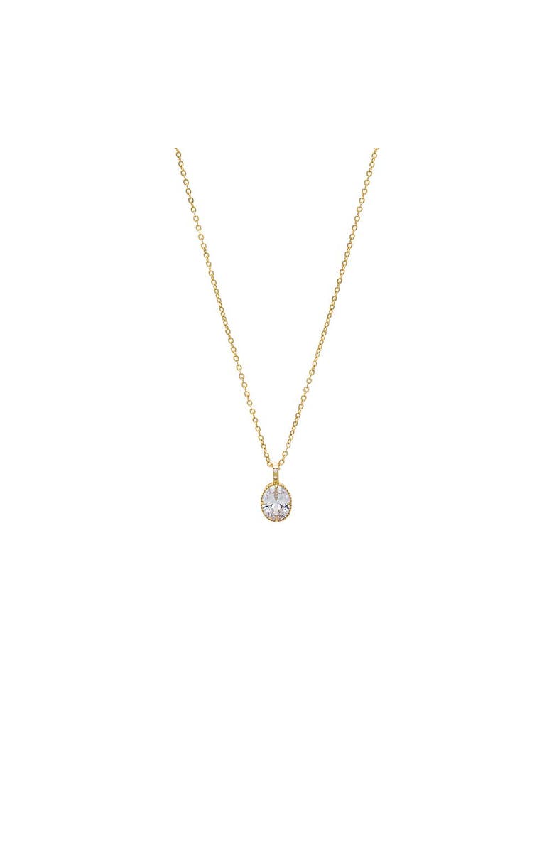 BY ADINA EDEN Oval CZ Bezel Drop Necklace, Main, color, Gold