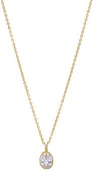 BY ADINA EDEN Oval CZ Bezel Drop Necklace
