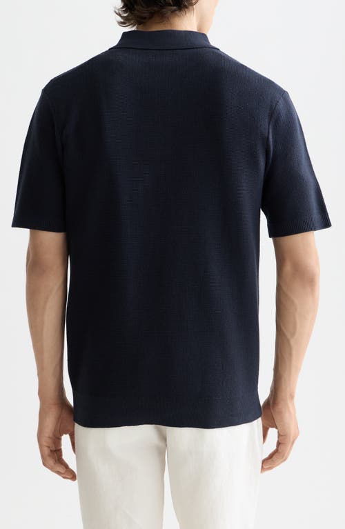 Scotch & Soda Structured Knit Cotton Polo In Blue