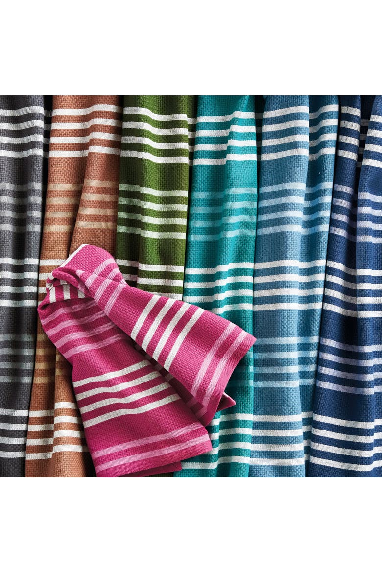 Teal Basket Weave Stripe Cotton Dishtowel for Everyday Use, Alternate, color, Blue