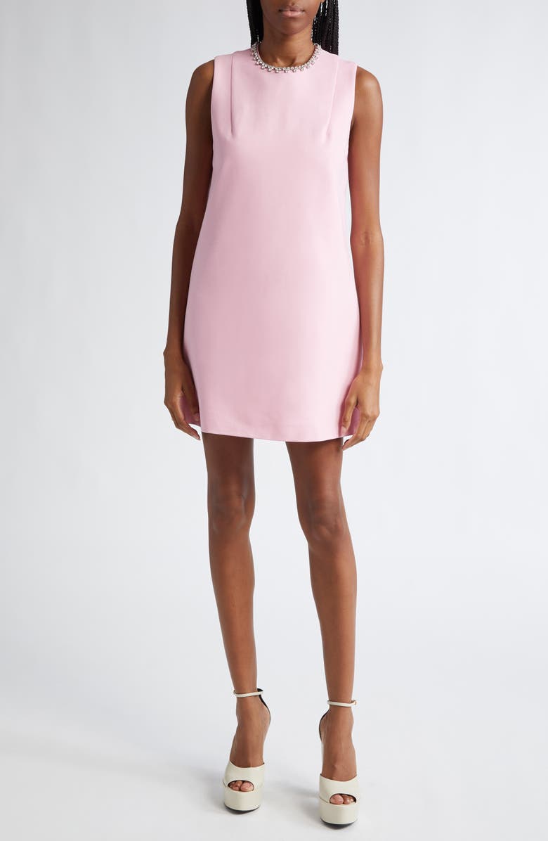 Area Crystal Heart Back Cutout Ponte Minidress, Main, color, Pale Pink