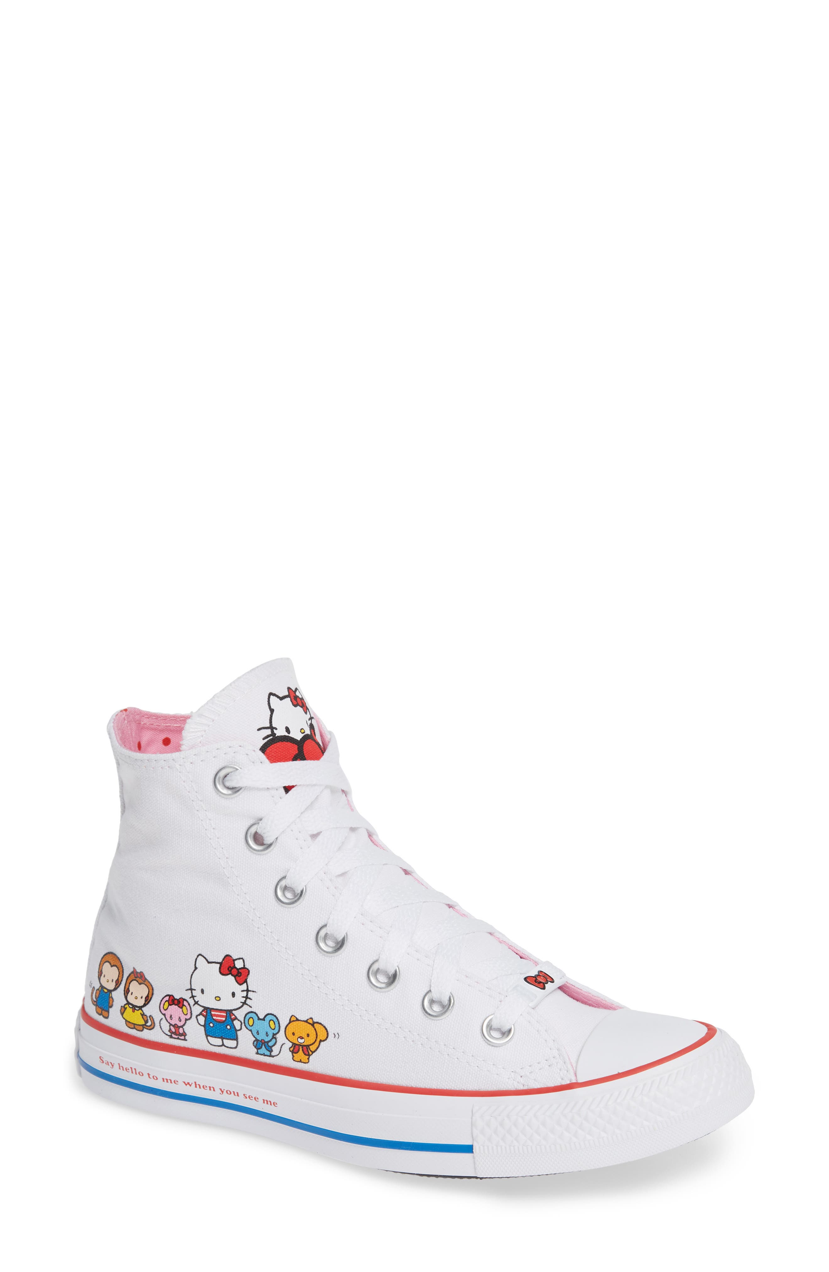Converse Chuck Taylor<sup>®</sup> All Star<sup>®</sup> Hello Kitty High Top Sneaker, Main, color, 