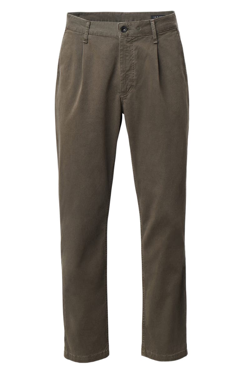rag & bone Evan Trim Fit Pleated Stretch Cotton Chinos, Alternate, color, Bark