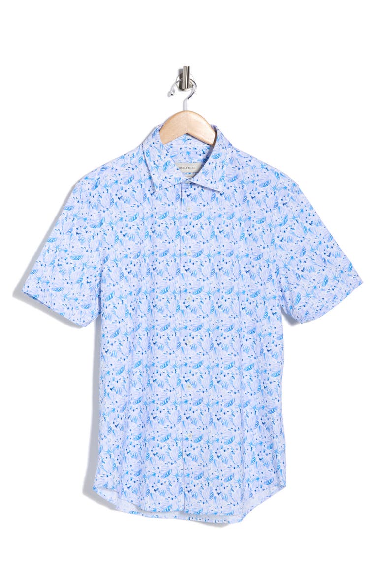 Short Sleeve Woven Button-Up Shirt, Alternate, color, LILAC
