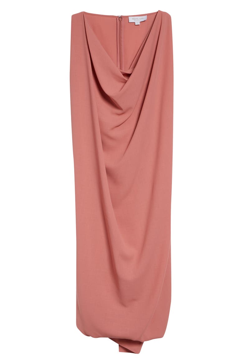 Cowl Virgin Wool Crepe Midi Dress, Alternate, color, GUAVA