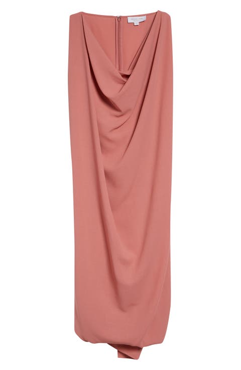 Cowl Virgin Wool Crepe Midi Dress