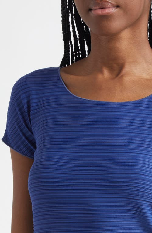 Emporio Armani Striped Scoop-neck Jersey Tee In Cobalt Blue